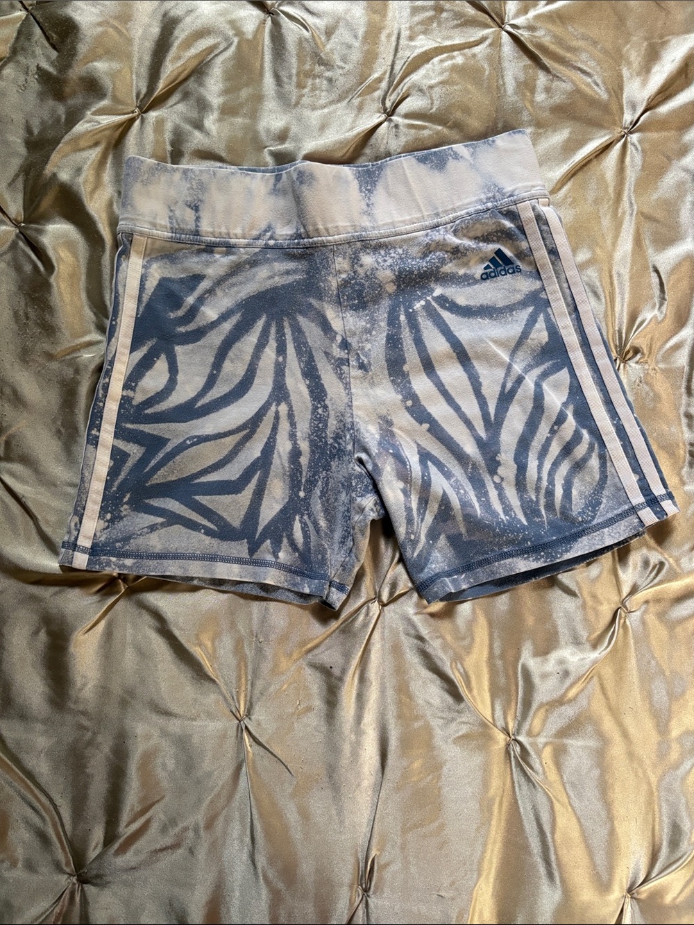 adidas White and Navy Leaf-Print Athletic Shorts